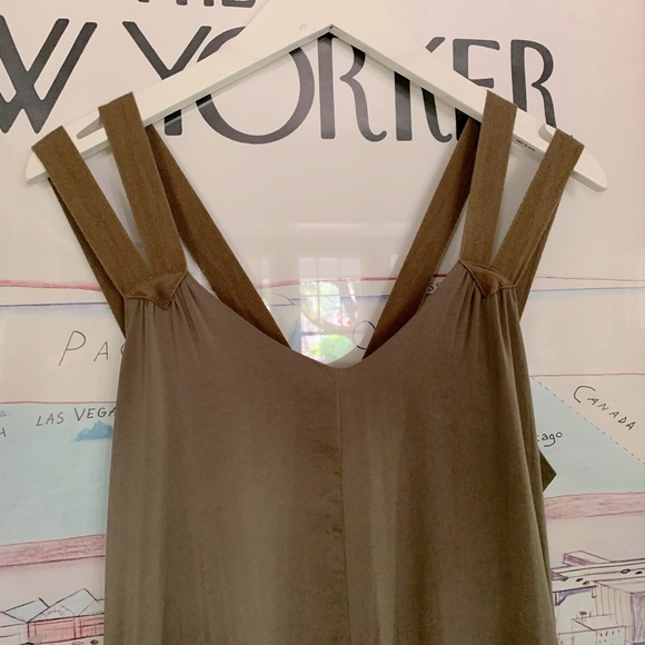 Banana Republic khaki silky maxi dress with cotton ribbon details pockets size 8 - Picture 5 of 12